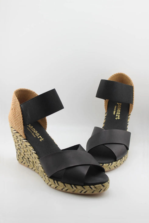 Paseart Elastic Strap Espadrille Wedge Sandals